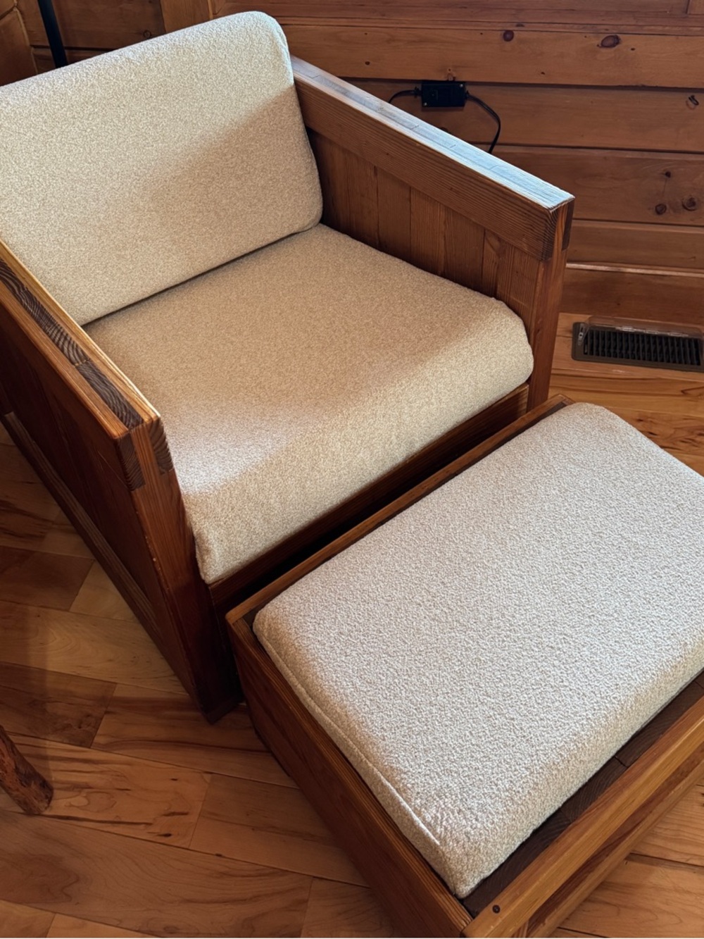 “This End Up” Custom Made “Classic” Style Chair & Ottoman Slipcover in Oatmeal - Picture 5 of 9